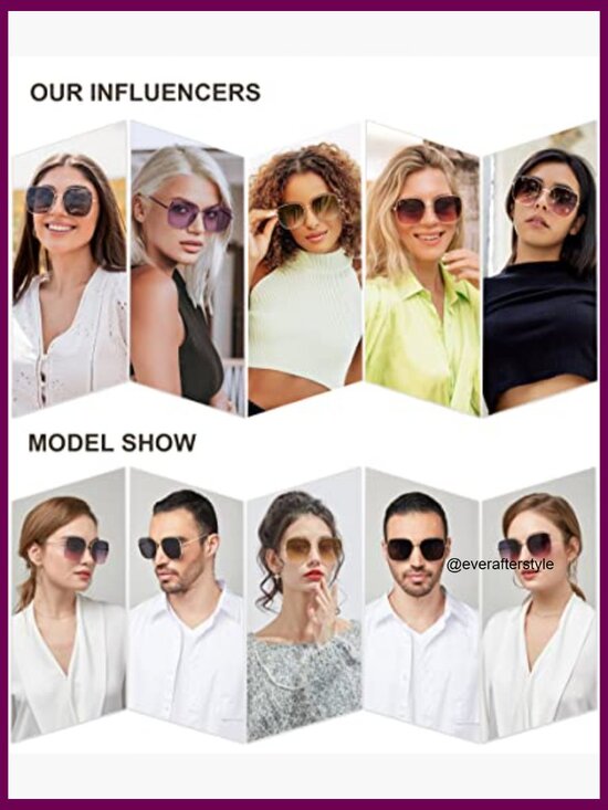 Oversized Square Metal Frame Sunglasses UV400 Protection Retro Style